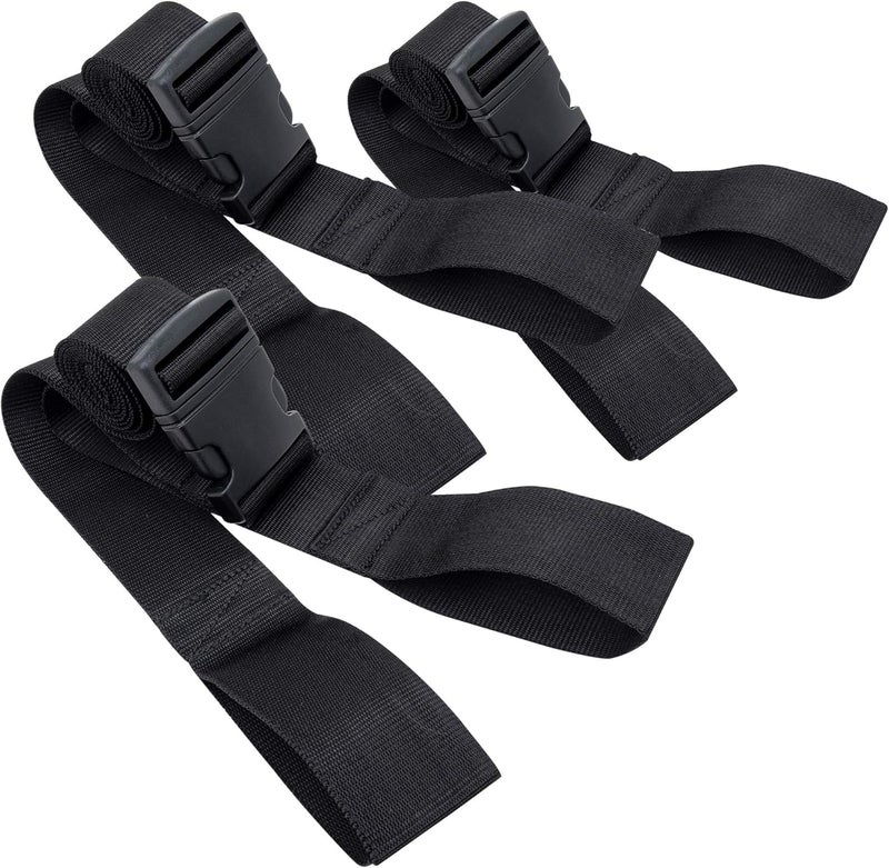 LINE2design Backboard Spine Board Straps - 5" Disposable Securing Straps with Loop Ends - Emergency Medical Board Adjustable Strap with Plastic Quick Safety Straps Release Buckle - Black - Pack of 3 - Image 1